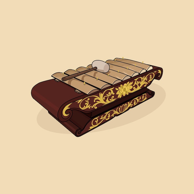 Cartoon saron vector illustration indonesian traditional musical instrument