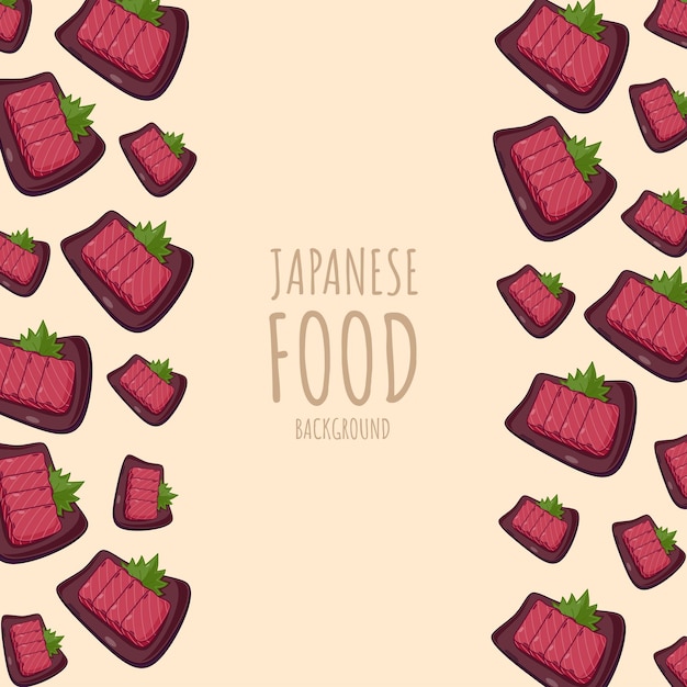Cartoon sashimituna japanese food frame border background