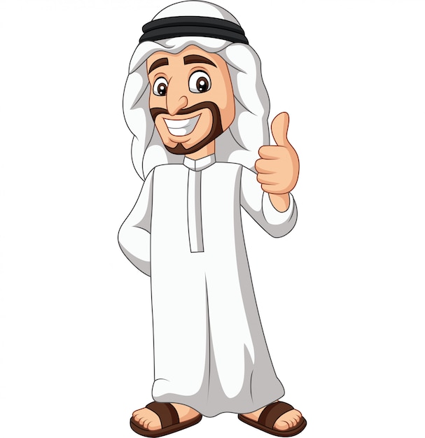 Vector cartoon saudi arab man giving a thumb up