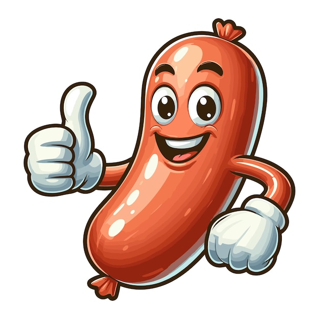 Vector cartoon the sausage giving thumbs up vector illustration