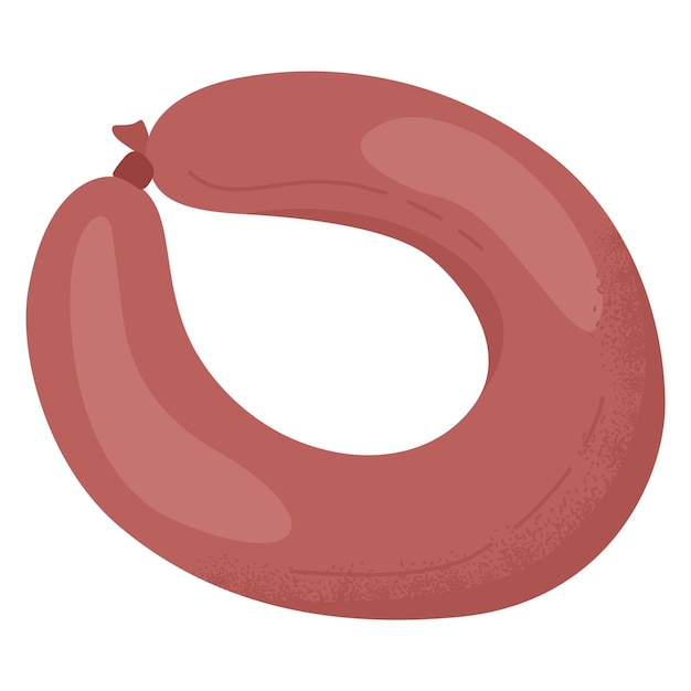 cartoon sausage link curved shape flat design digital illustration meat product grocery food