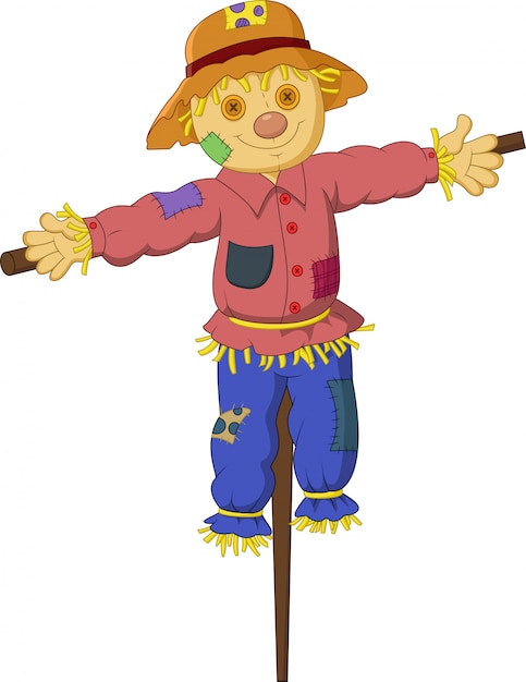 Vector cartoon scarecrow isolated on white background