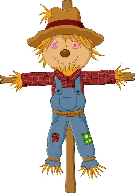 Vector cartoon scarecrow isolated on white background