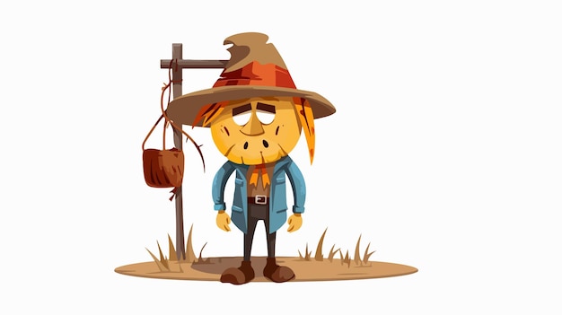 Vector a cartoon of a scarecrow with a cross on his head