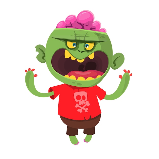 Vector cartoon scary zombie halloween vector illustration