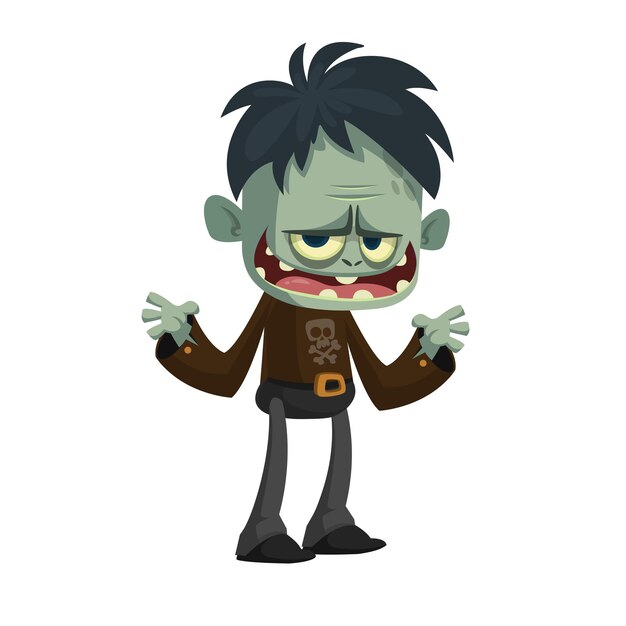 Cartoon scary zombie halloween vector illustration