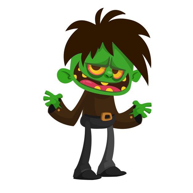 Cartoon scary zombie Halloween vector illustration
