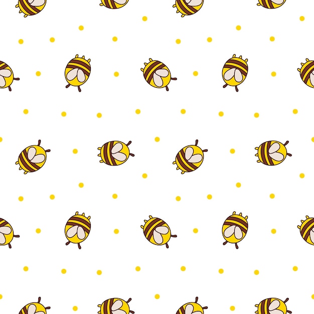 Vector cartoon schattig bijen personage naadloos patroon