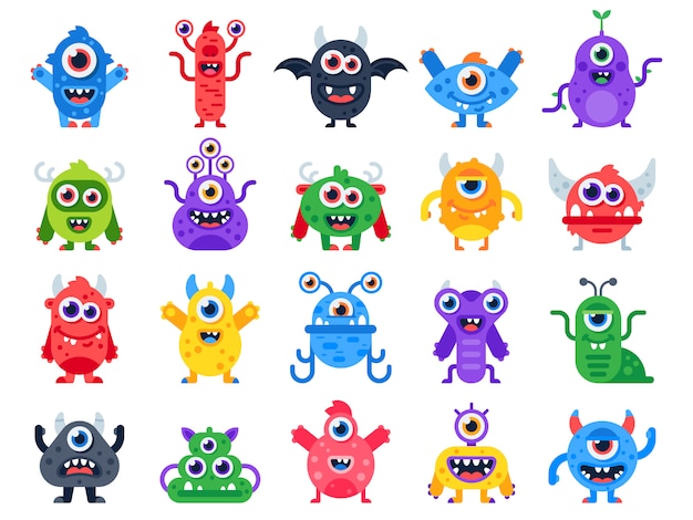 Cartoon schattig en gelukkig monster. Halloween-mascottes