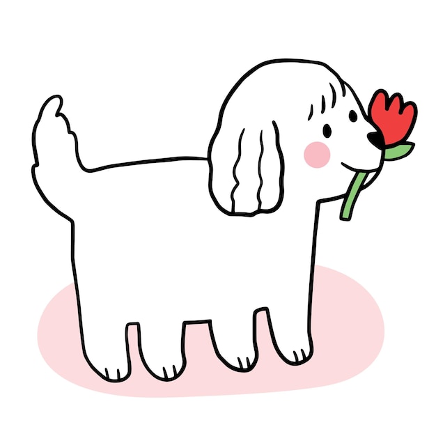 Cartoon schattig karakter witte hond vector