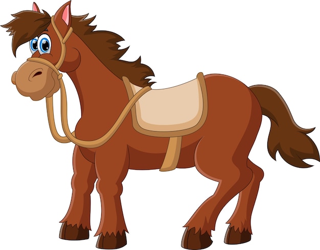 cartoon schattig paard op wit