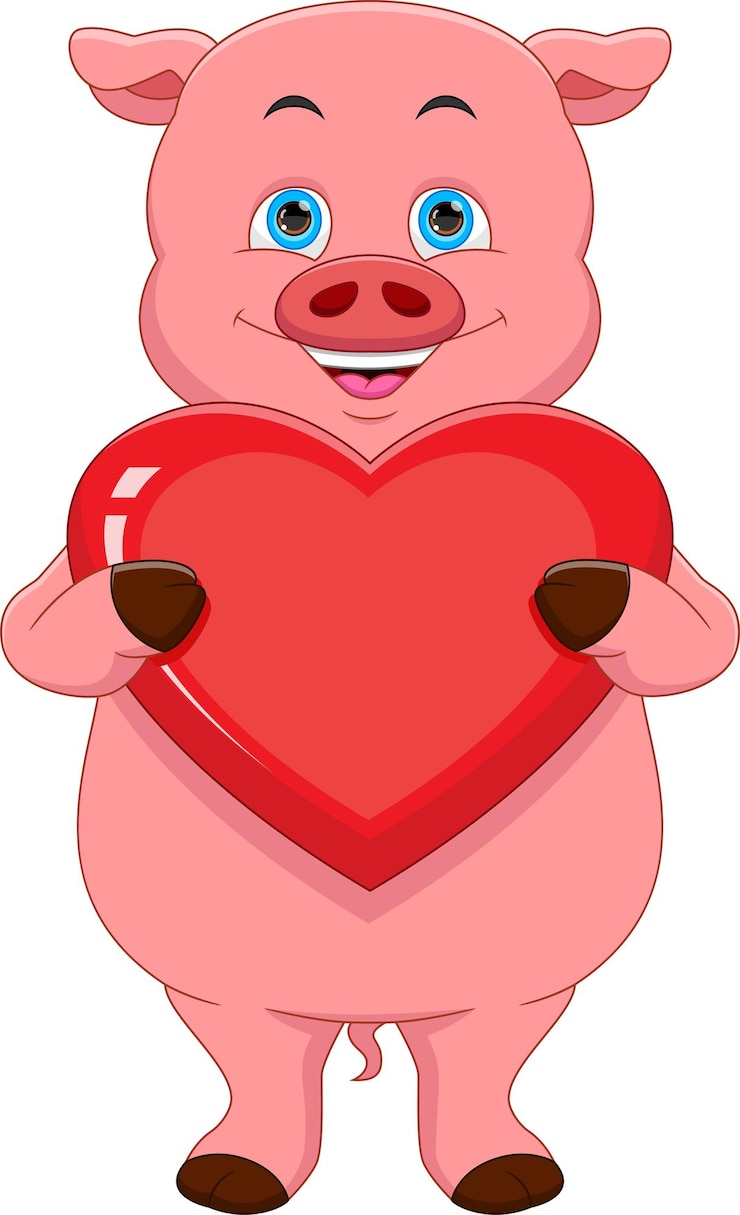 Vector cartoon schattig varken bedrijf liefde hart teken