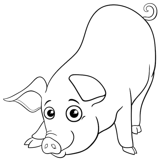 Cartoon schattig varken boerderij dier personage kleurpagina