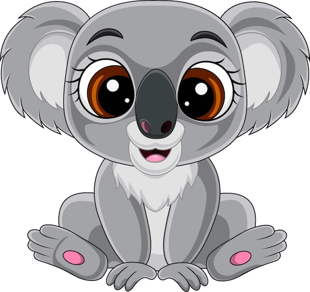 Cartoon schattige baby koala zittend