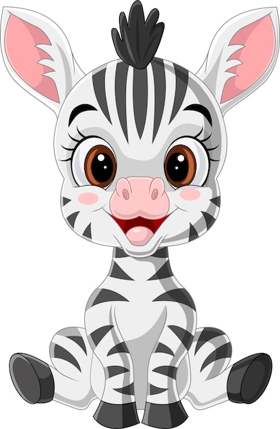 Cartoon schattige baby zebra zitten