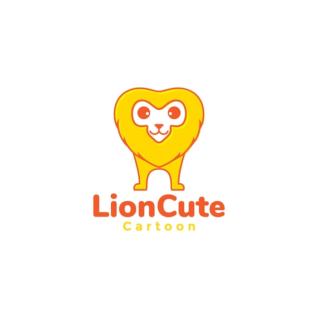 Cartoon schattige gele leeuw logo ontwerp vector grafisch symbool pictogram teken illustratie creatief ide