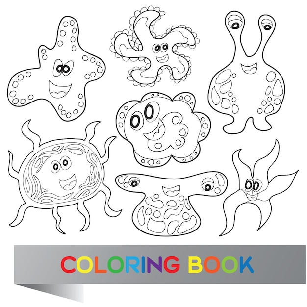 Vector cartoon schattige grappige monsters - vector kleurboek