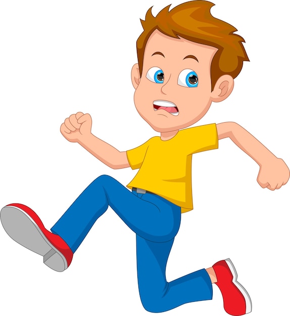 Vector cartoon schattige jongen weglopen