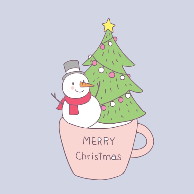 Cartoon schattige kerstdag in cup vector.