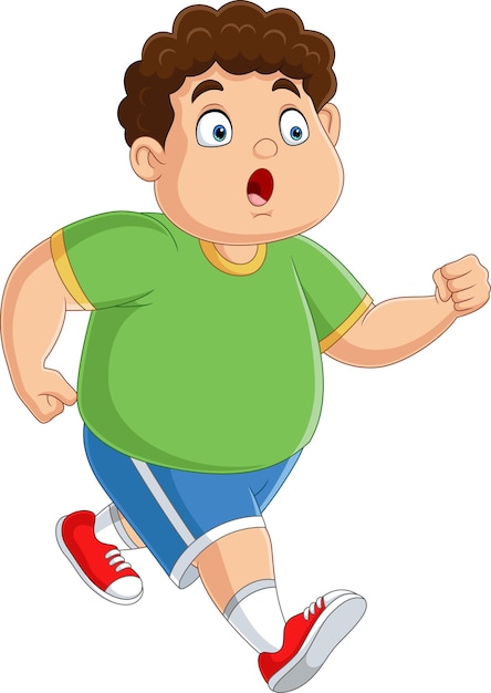Cartoon schattige overgewicht jongen uitgevoerd