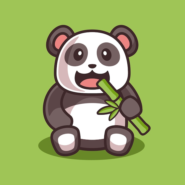 Cartoon schattige panda bamboe illustratie eten