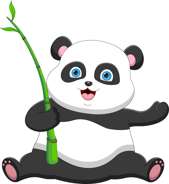 cartoon schattige panda met bamboe