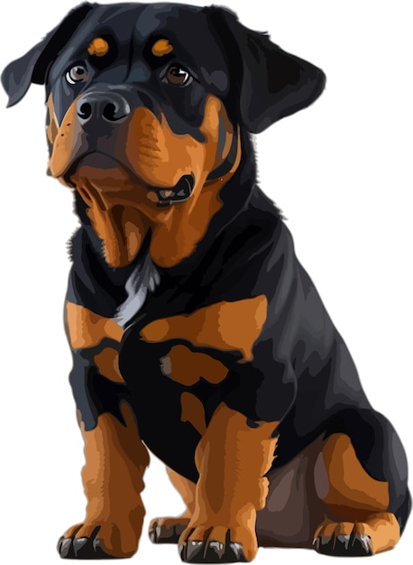 Vector cartoon schattige rottweiler witte achtergrond vermeer stijl 12k hoge kwaliteit hd gecreëerd met ai