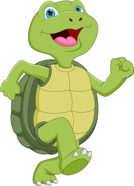 Vector cartoon schattige schildpad rennen