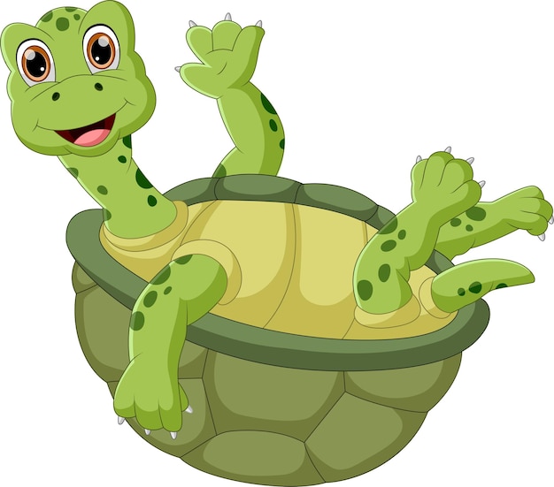 Cartoon schattige schildpad zwaaien