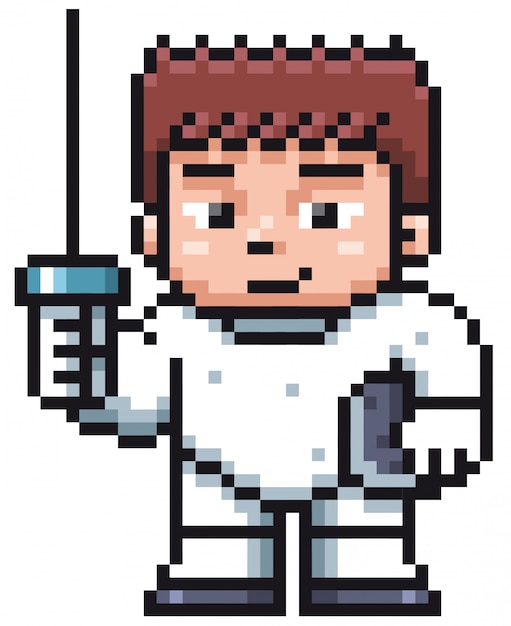 Cartoon schermspeler - pixel ontwerp