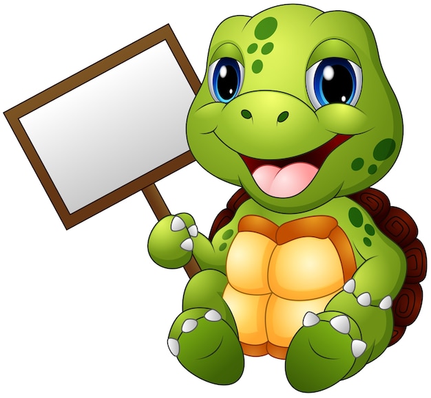 Vector cartoon schildpad bedrijf leeg bord