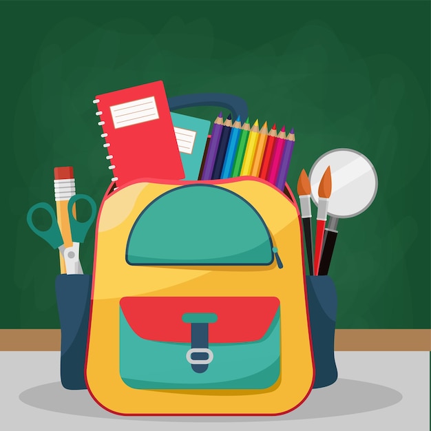 Cartoon school bag Back to school Vector