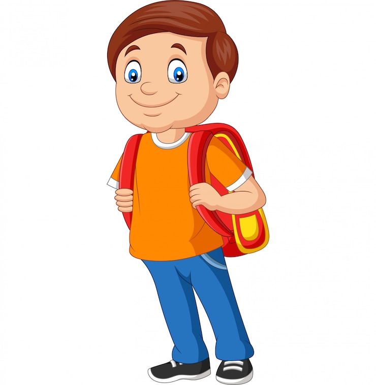 Vector cartoon school boy with a backpack