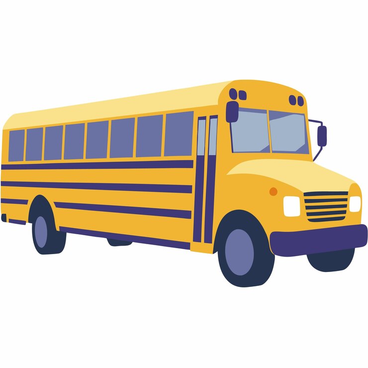 Cartoon School Bus vector illustration on white background