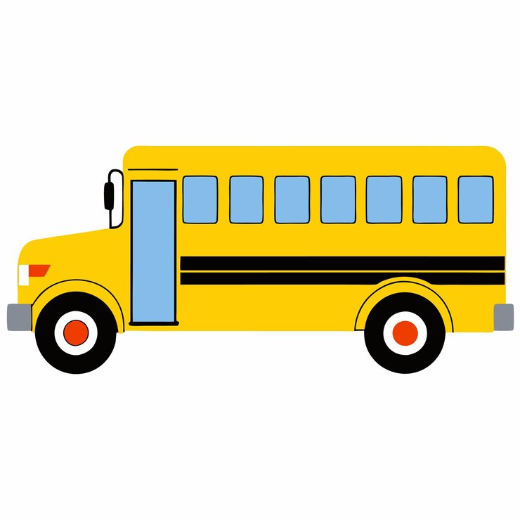 Cartoon School Bus vector illustration on white background