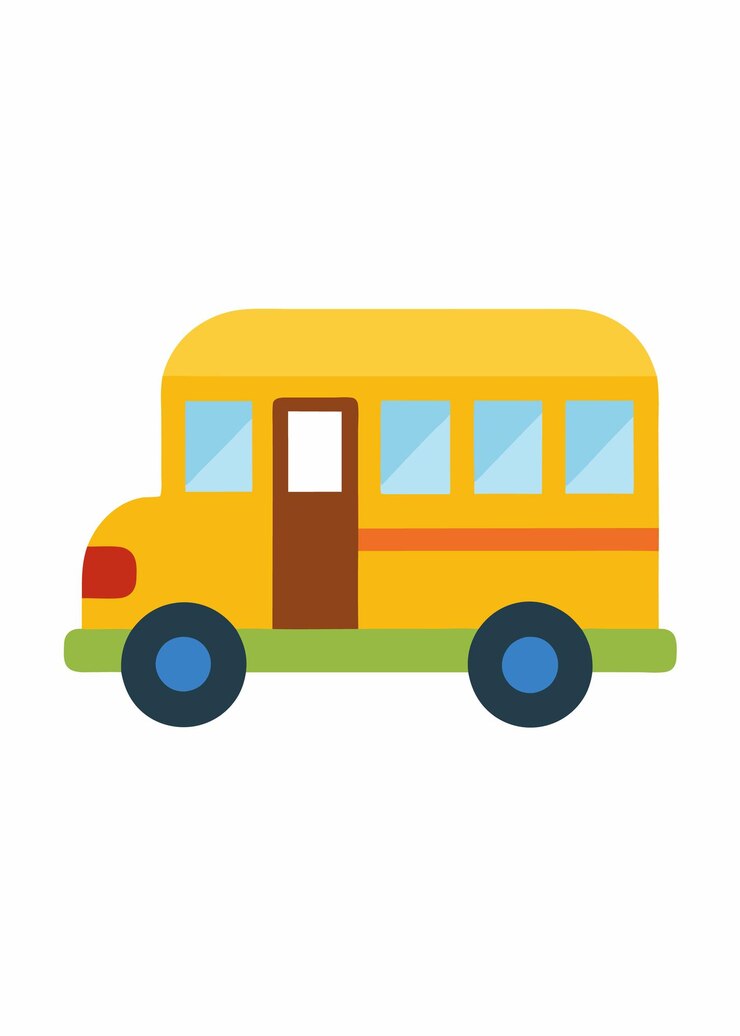 Cartoon School Bus vector illustration on white background