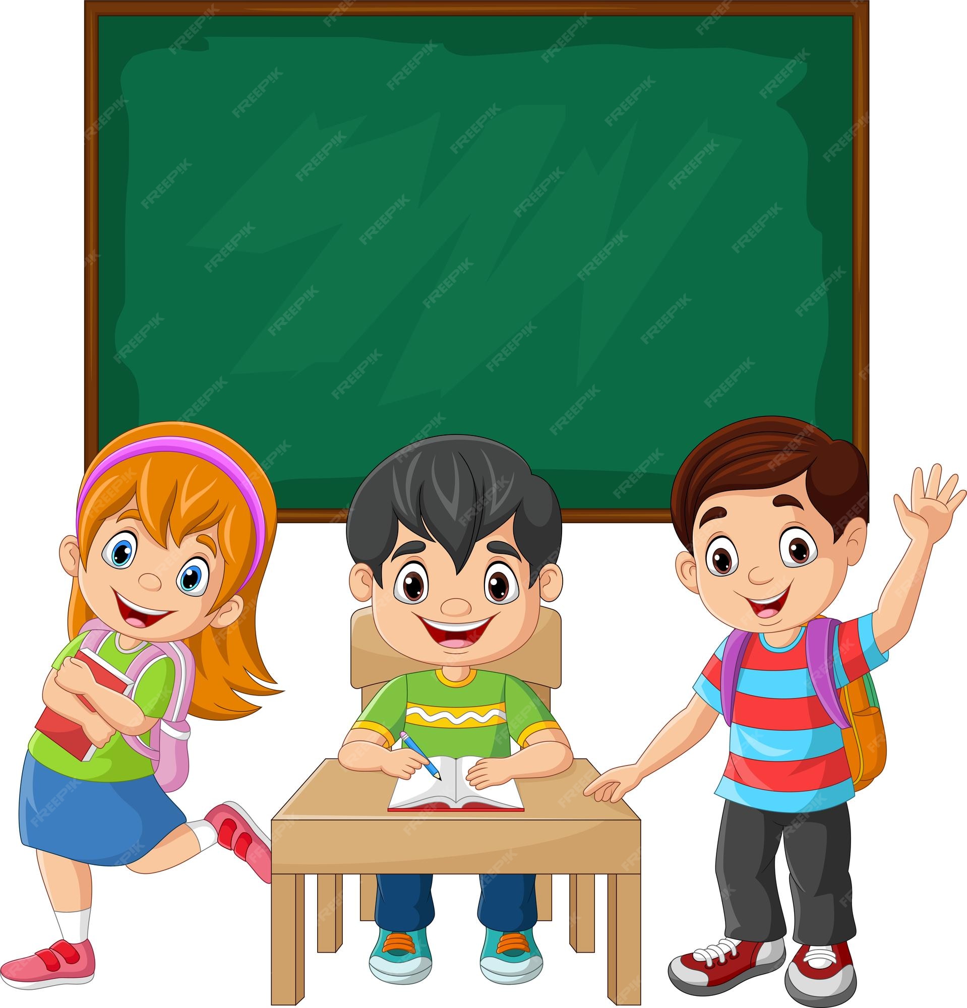 Premium Vector | Cartoon school children in the classroom