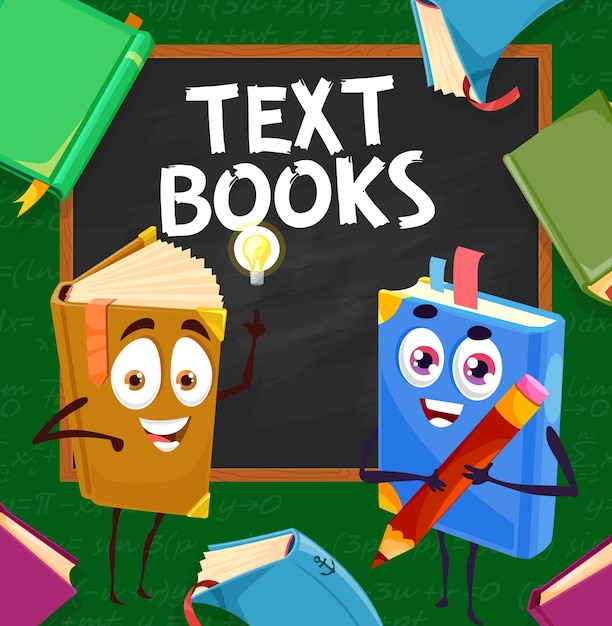 Cartoon schoolboeken boeken tekens op schoolbestuur
