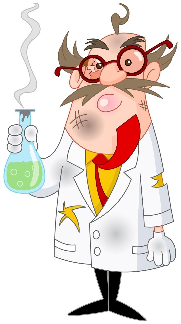 Vector cartoon scientist after a failed experiment