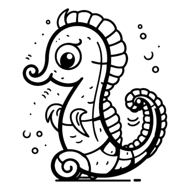 Cartoon seahorse Vector illustration of a sea animal