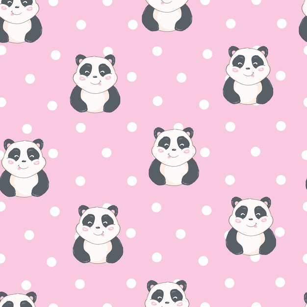 Cartoon panda seamless pattern