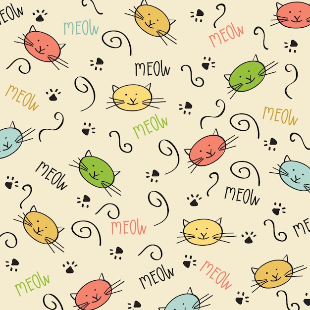 Cartoon seamless pattern with cute cats