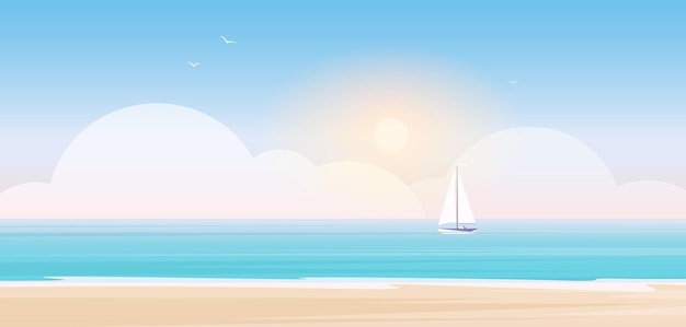 cartoon seascape scenery with sea or ocean water waves