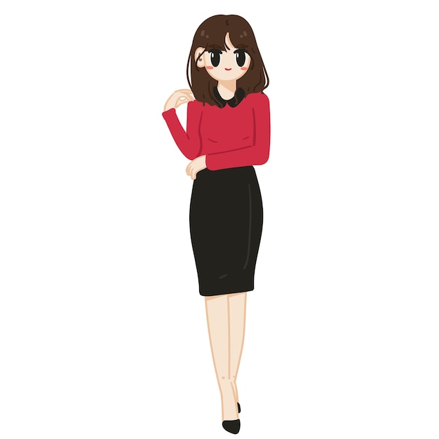 cartoon of secretary with simple outfit