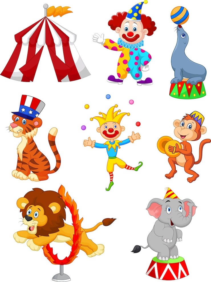 Vector cartoon set van cute circus thema illustratie