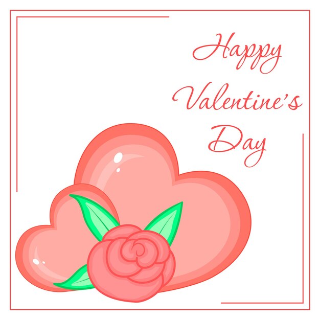 Cartoon set with animals and lettering for valentine s day. stickers in the flower.