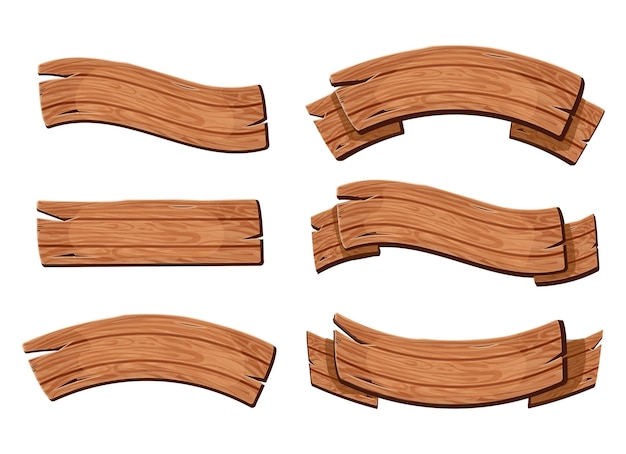 Vector cartoon set of wooden signboards