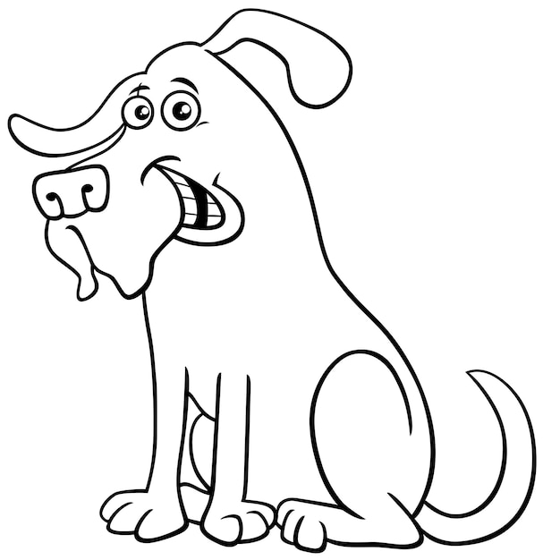 Мультяшный лохматый пес комический персонаж раскраски страницы