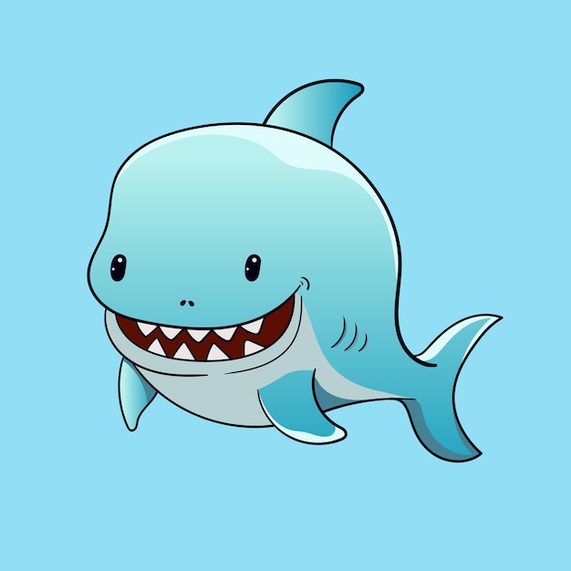 Premium Vector | Cartoon shark as sea animal floating underwater with ...