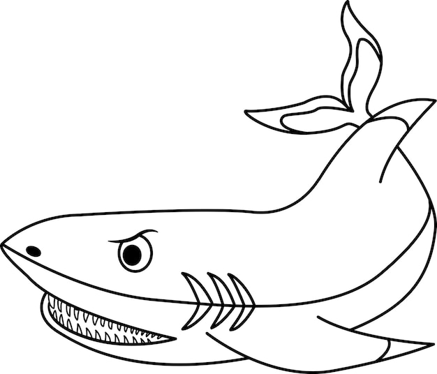 Cartoon shark for coloring book